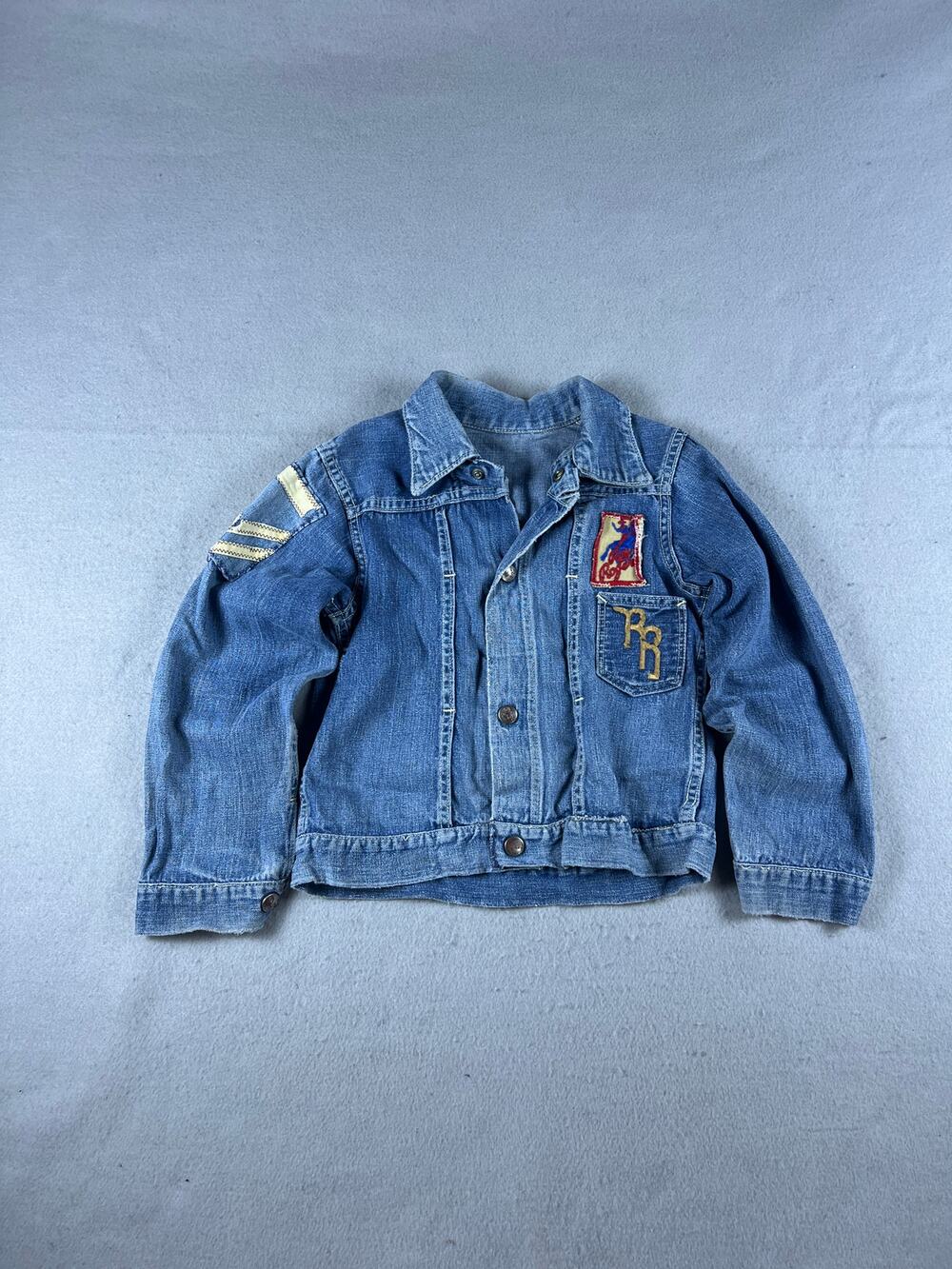 Vintage Roy Rogers Denim Jacket Kid 3T-4T Blue Button Up Patch Western 50s Retro